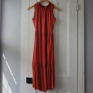 Calvin Klein Sleeveless Maxi Dress in Rust Orange